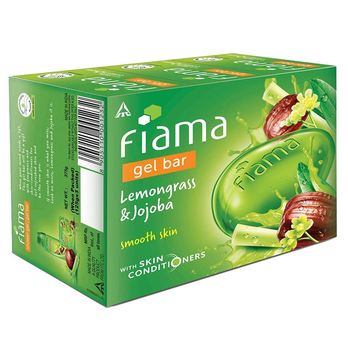 Fiama Gel Bar Lemongrass & Jojoba 375g (125g, Pack of 3) | Smooth Skin | Gent| Gentle Exfoliation |Moisture Lock with 30% Smoothing Body Serum | Bathing Soap for Men & Women | All Skin Types thumbnail