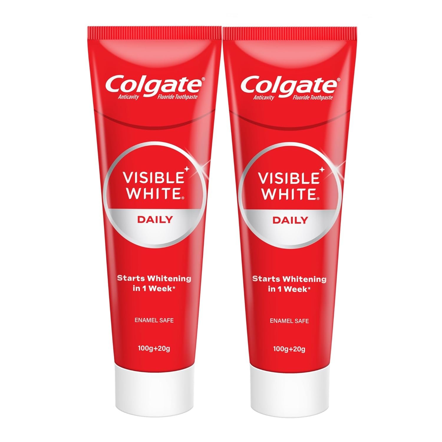 Colgate Visible White Toothpaste, Teeth Whitening Starts in 1 week, Safe on Enamel, Stain Removal Tooth Paste and Minty Flavour for Fresh Breath (200g + 40g, Combo Pack) thumbnail