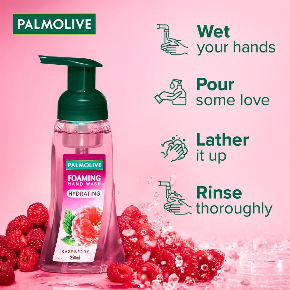 Palmolive Hydrating Foaming Raspberry Liquid Hand Wash, 250ml Dispenser Bottle, Wash Away Germs, Refreshing Fragrance, thumbnail