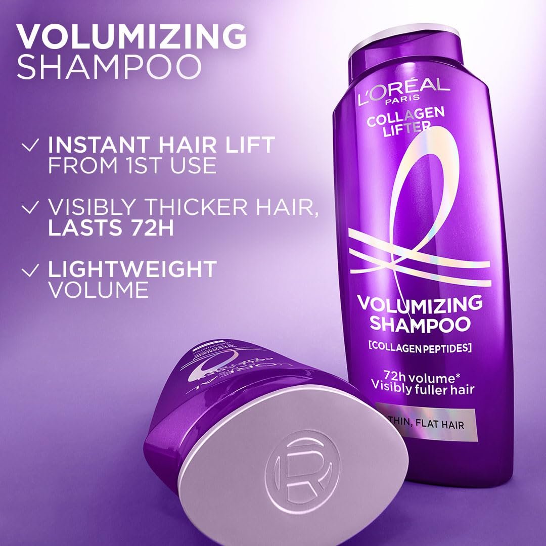 L'Oréal Paris Collagen Lifter Volumizing Shampoo with Collagen Peptides for thin, flat hair, gives instant volume lift & thicker, fuller hair, 340ml thumbnail