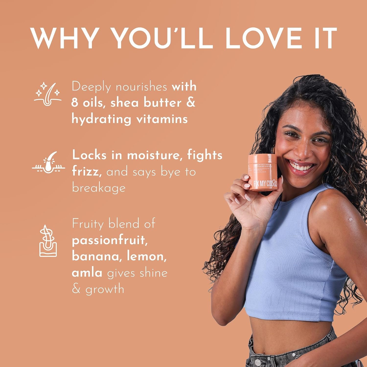 Fix My Curls Moisture Melt Deep Conditioning| Hair Mask for Dry, Damaged, and Chemically Treated Hair| 8 Magical Oils, Shea Butter, Vitamins| Pro-Keratin Bond Repair | 50G thumbnail