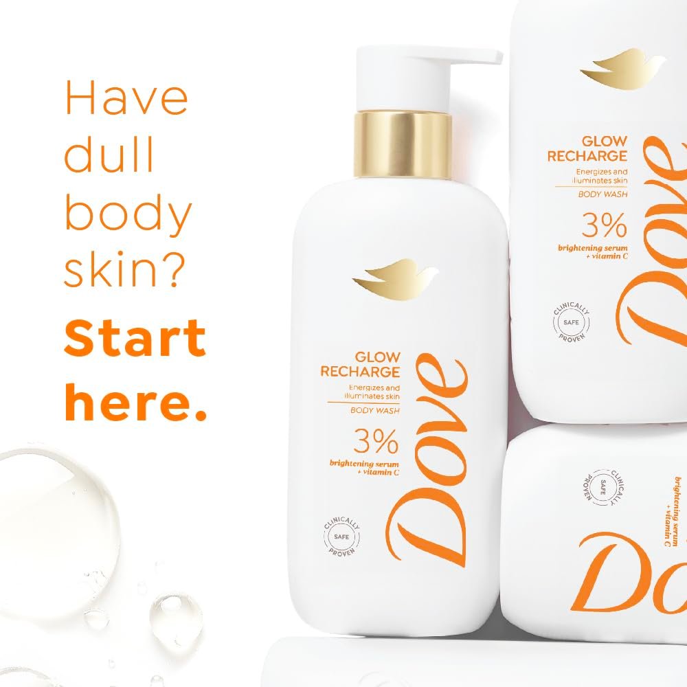 DOVE Glow Recharge Serum Body Wash, 300 ml, for Glowing and Refined Skin, with 3% Brightening Serum and Vitamin C, Dermatologist Co-Created, Sulfate-Free thumbnail