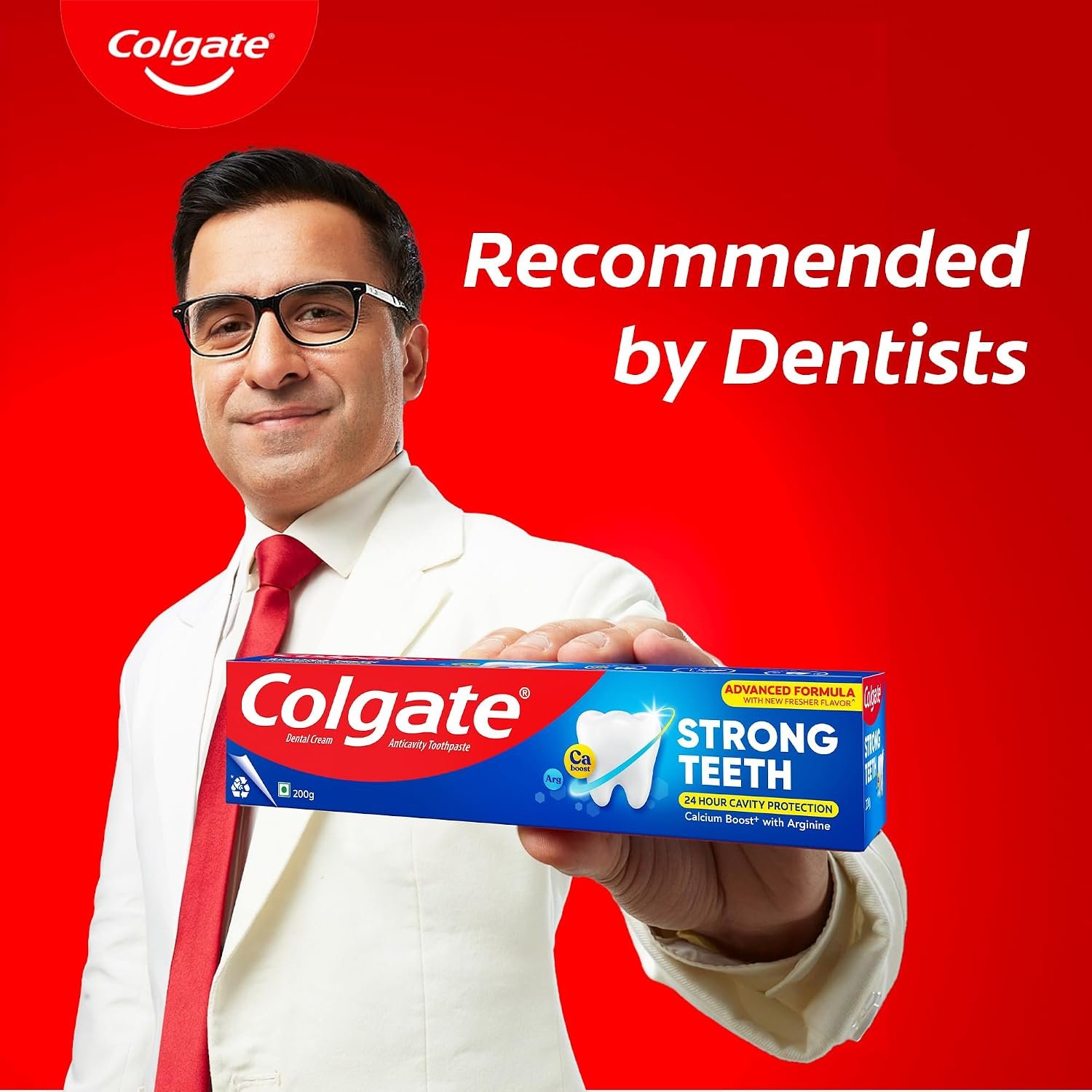 Colgate Strong Teeth, 500g (200g + 200g + 100g), Calcium-boost Tooth Paste for 2X Stronger Teeth, Protects Enamel, Whitens Teeth, Fresh Breath & Prevents Cavities (Combo Multipack) thumbnail