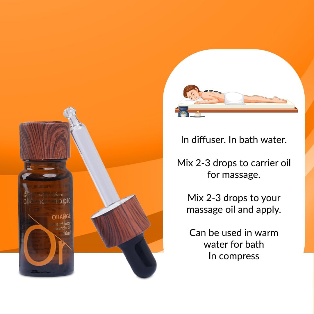 Aroma Magic Orange Essential Oil – Pure Citrus Sinensis | Natural Cleanser & Astringent for Diffusion, Massage & Skin Care – 10ml thumbnail