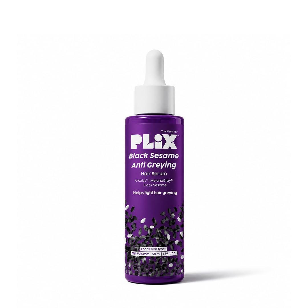 PLIX The Plant Fix Black Sesame Anti-Greying Hair Serum | With Black Sesame Oil | Hair Serum for Grey Hair Care, Nourishment & Healthy-Looking Hair | Daily Hair Care