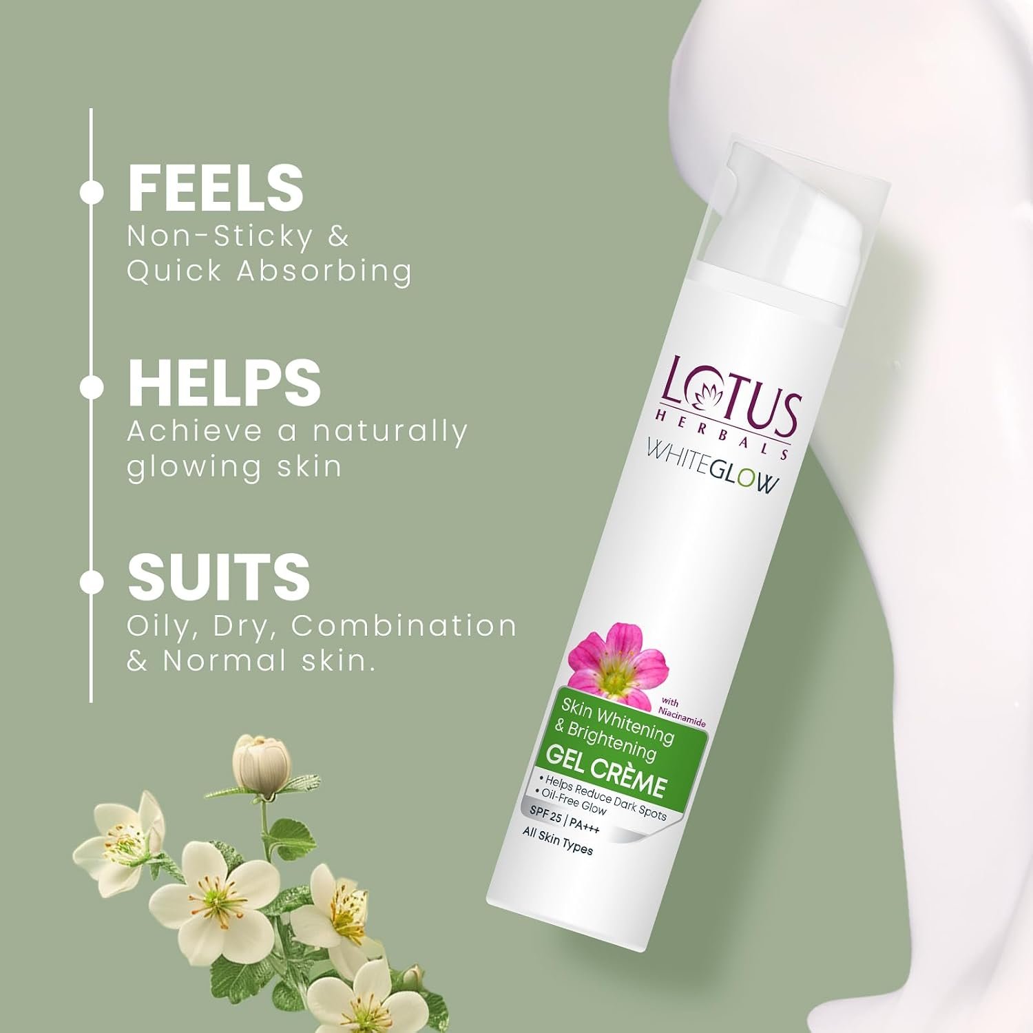 Lotus Herbals WhiteGlow Skin Whitening And Brightening Gel Cream 75g thumbnail