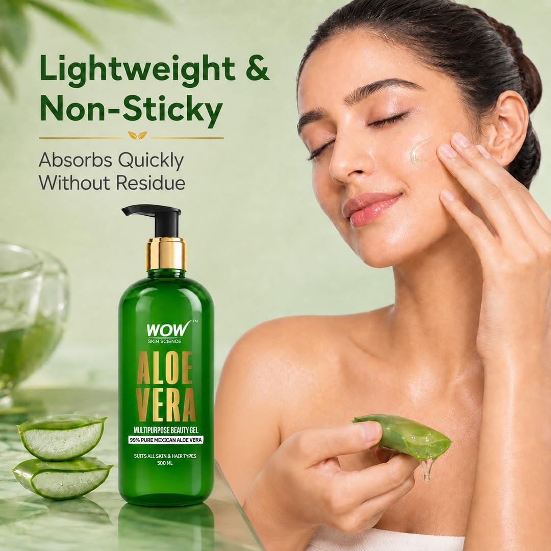 WOW Skin Science 99% Pure Aloe Vera Gel for Face, Skin & Hair - 500ml | Ultimate Gel For Glowing Skin | For Both Men and Women thumbnail