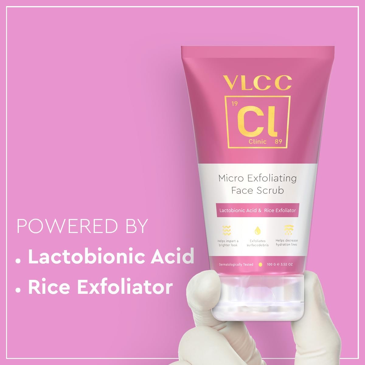 VLCC Clinic Micro Exfoliating Face Scrub - 100g | Mild Exfoliation | Brightening | Detoxifying | Removes Dirt, Dust, Oil & Impurities | Lactobionic Acid & Rice Exfoliator thumbnail