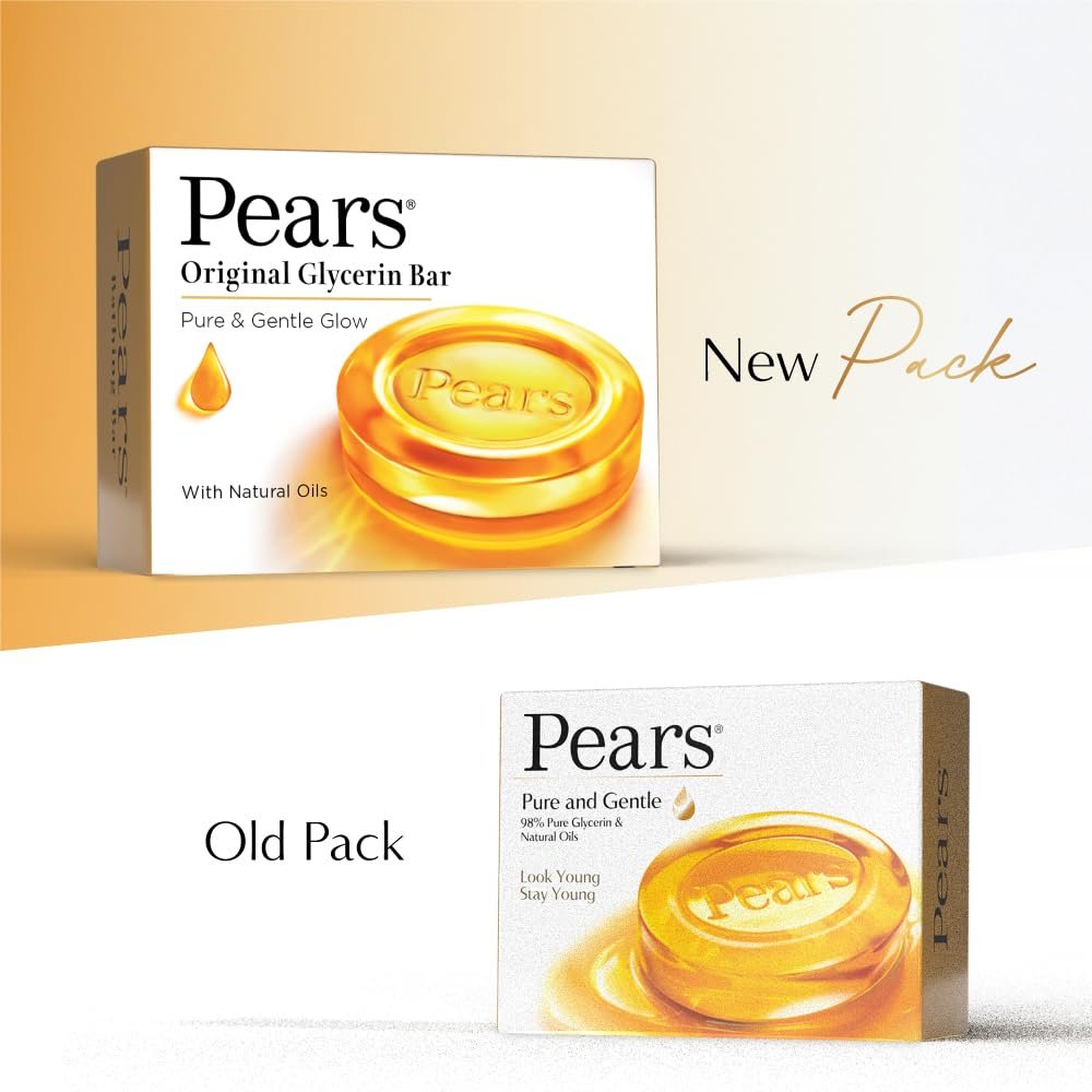 Pears Original Glycerin Soap Bar - Pure & Gentle Glow | With 98% Pure Glycerin | For Hydration & Glow | With Plant Based Cleanser for Skin & Body | Paraben-free | 125gms x 8 thumbnail