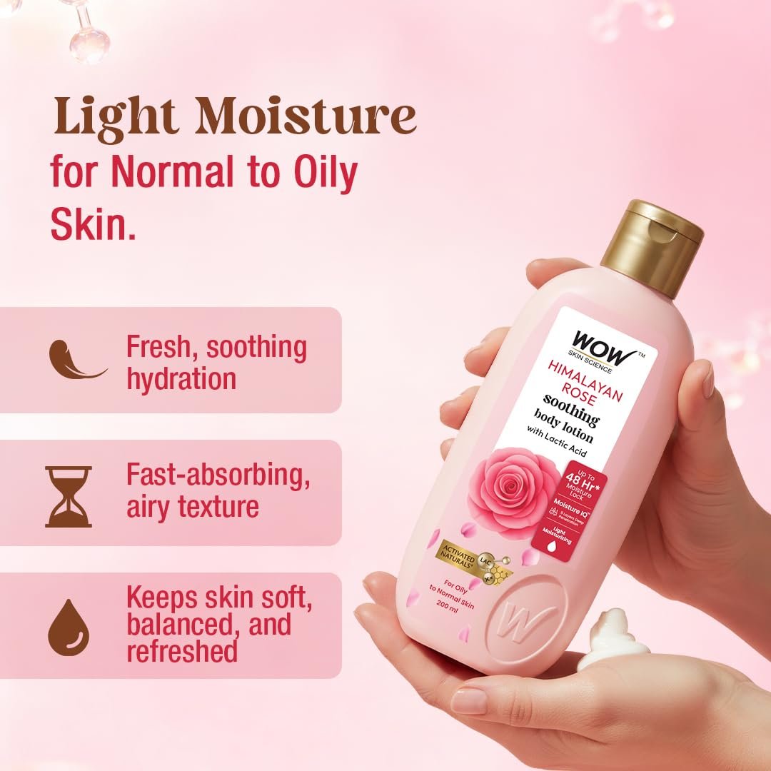 WOW Skin Science Himalayan Rose Body Lotion For Light Hydration - Normal To Oily Skin - with Rose Water, Beetroot Extract - 400mL thumbnail