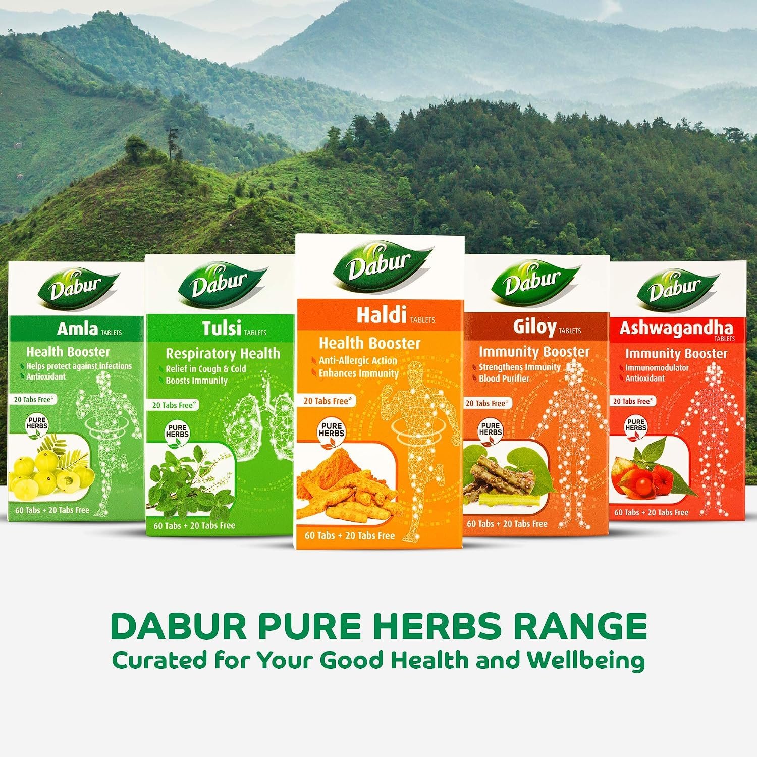Dabur Haldi Tablet - Health Booster | Anti Allergen | Enhances Immunity | Pure herbs 60 tabs ( Get 20 tabs free) thumbnail