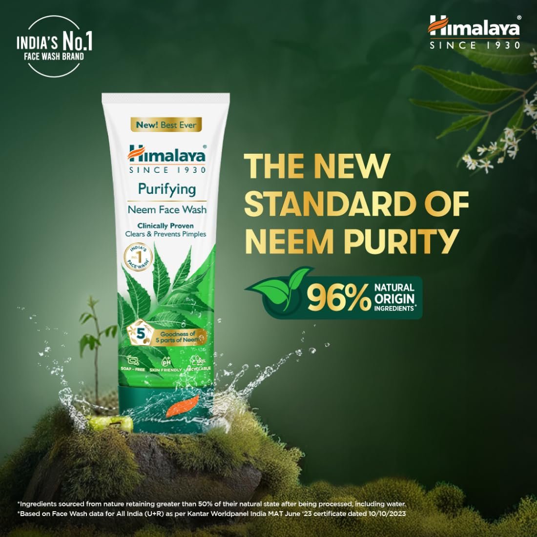 Himalaya Purifying Neem Face Wash|Clinically proven to fight against acne and pimples|Gently cleanses| For both men and women|100 ml thumbnail