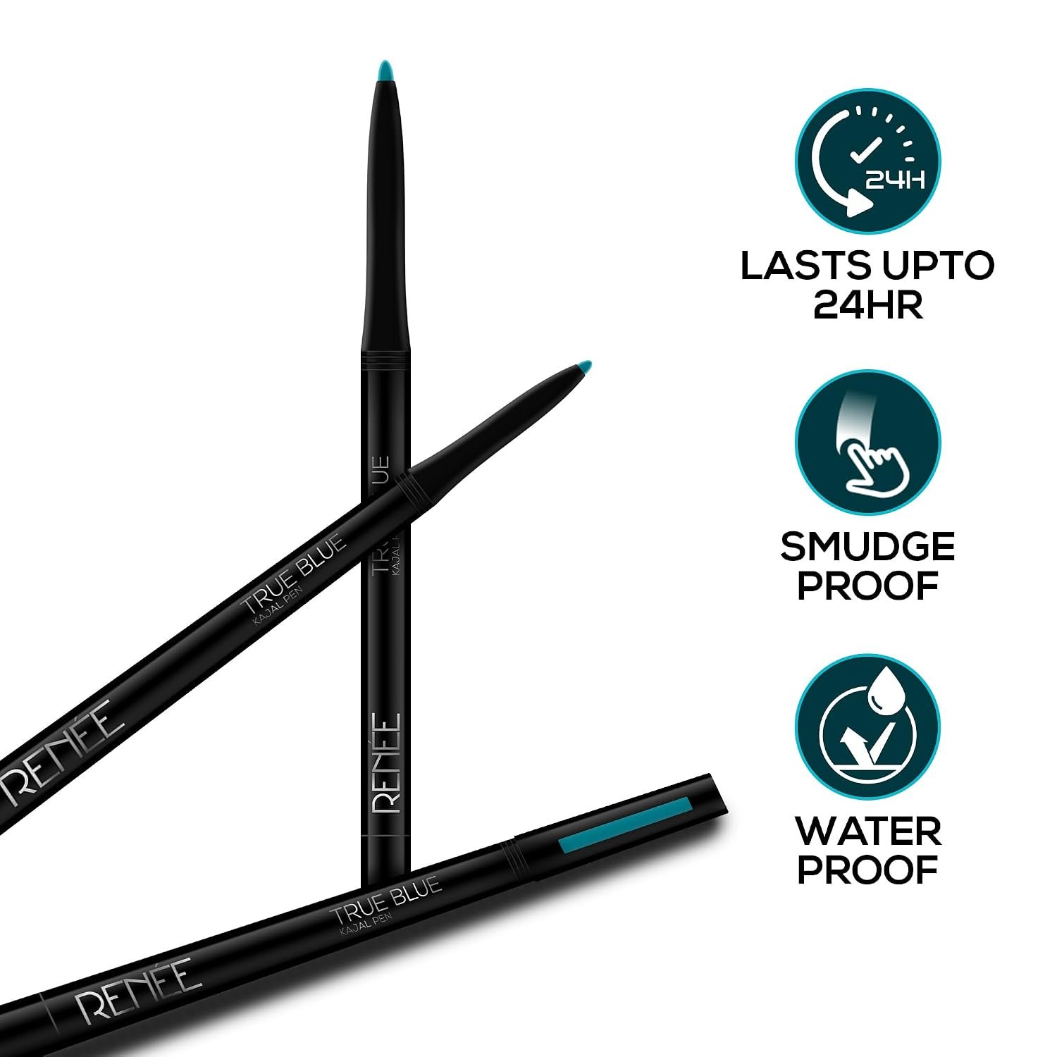 RENEE Kajal Pen with Sharpener - True Blue | 24 Hrs Stay | Long Lasting Kohl Pencil | Matte Finish | Rich Color Payoff | Smudge & Waterproof | One Swipe Application Formula | 0.35gm thumbnail