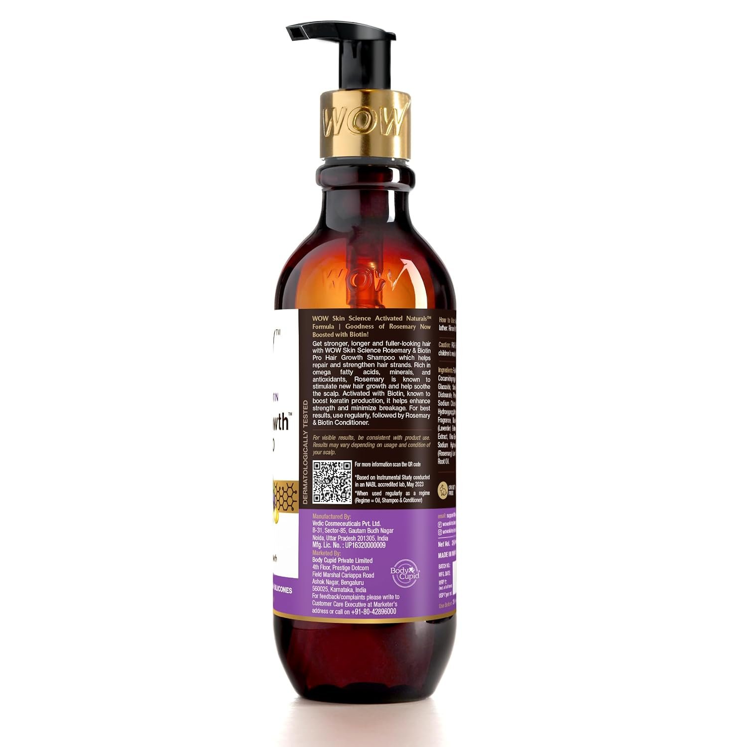 WOW Skin Science Rosemary & Biotin Hair Growth Shampoo | Fights Hair Fall | Grows New Hair | Prevents Breakage & Split Ends | Adds Shine to Dull Hair | 250ml thumbnail