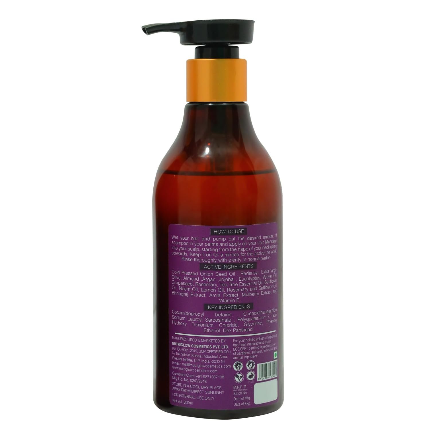 NutriGlow NATURAL'S Onion Hair Shampoo 300ml thumbnail