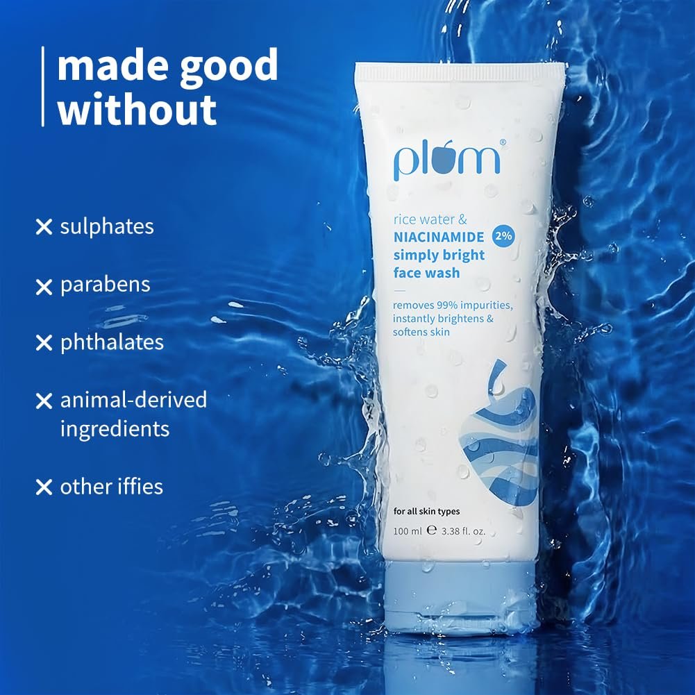Plum 2% Niacinamide & Rice Water Face Wash 100ml | Hydrates & Brightens Skin | Softens & Smoothens Skin thumbnail