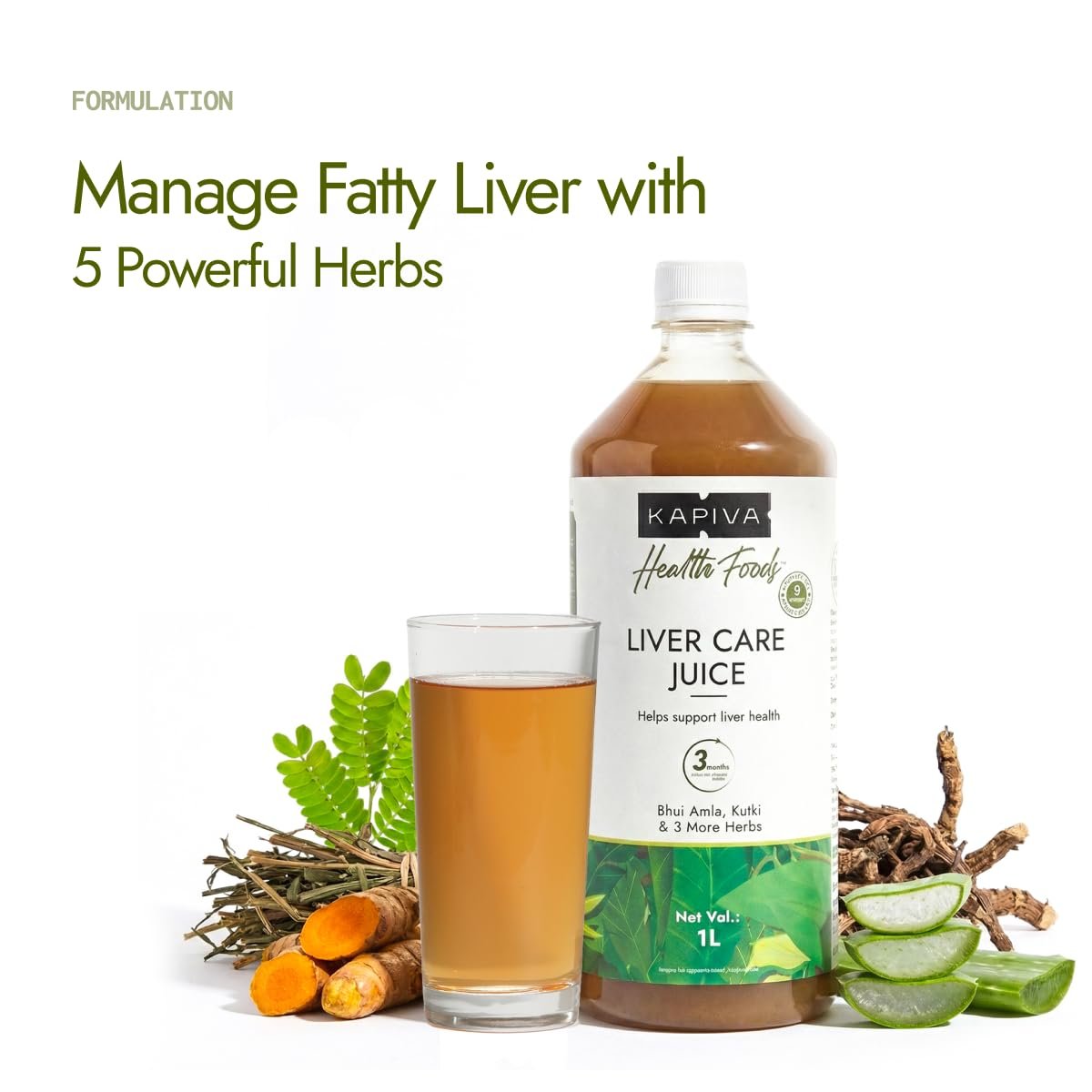 Kapiva Liver Care Juice (1L) | Anti-oxidant Rich Supplement With 5 Ayurvedic Herbs | Supports Fatty Liver Management & Detox thumbnail