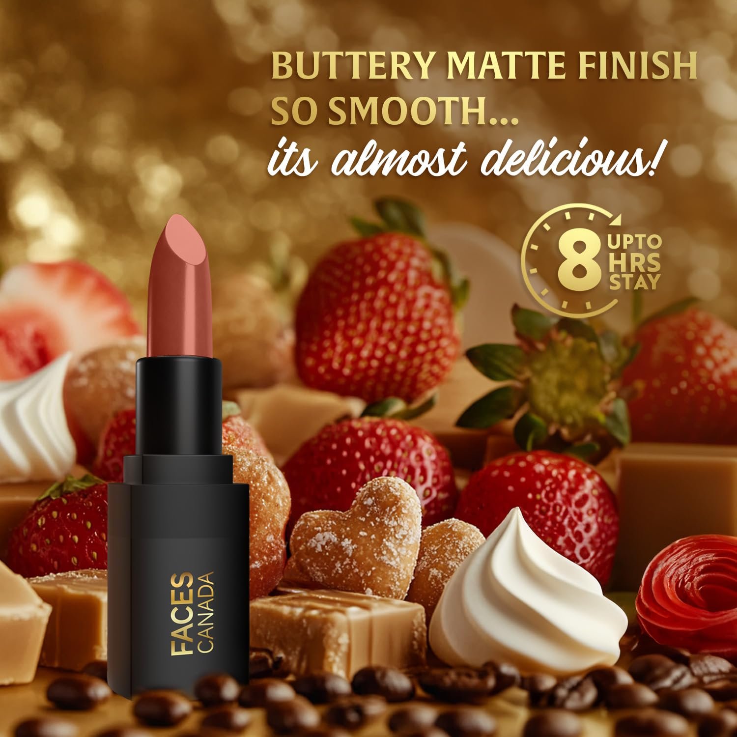 FACES CANADA Comfy Matte Wow Bullet Lipstick - Vanilla Soufflé (Brown) 4.2g | Smooth Matte Finish | Highly Pigmented | Long Lasting | Super Hydrating | Glides Effortlessly thumbnail