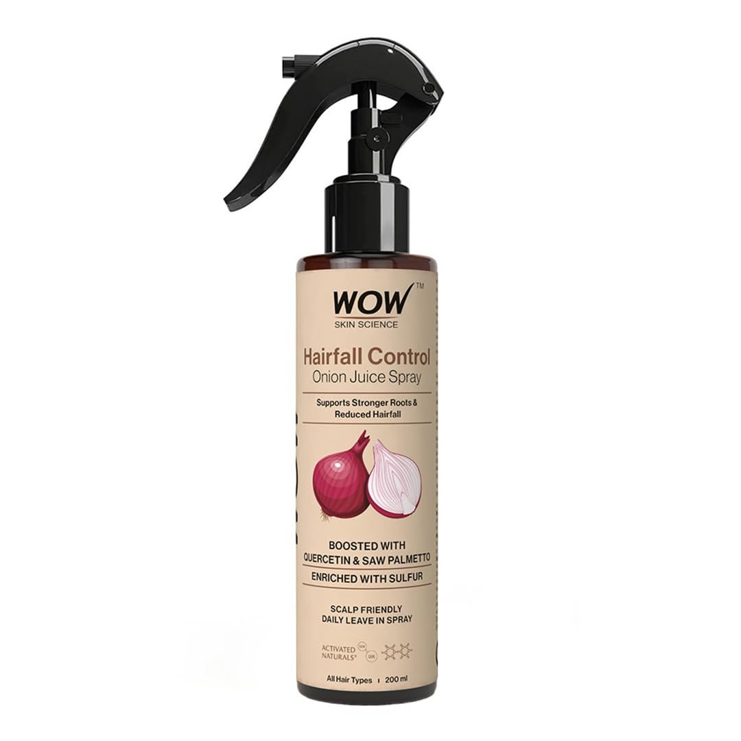 WOW Skin Science Hairfall Control Onion Juice Spray | With Quercetin, Saw Palmetto & Sulfur | Supports Stronger Roots & Reduced Hairfall 200ml