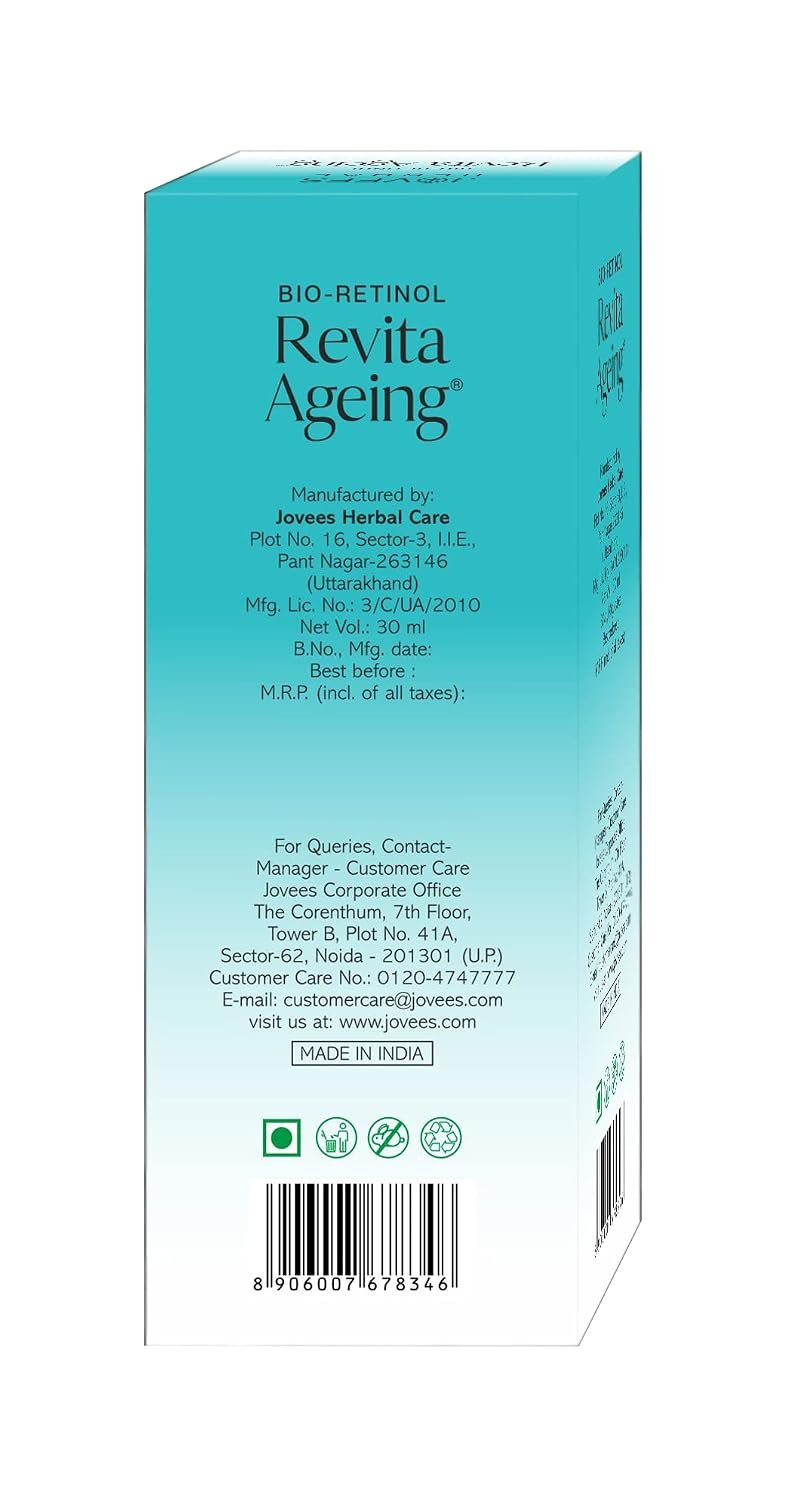 Jovees Herbal Bio-Retinol Revita Ageing Face Serum For Younger-Looking & Spotless Skin | Anti-Aging | Reduces Fine Lines & Wrinkles With Hyaluronic Acid | All Skin Type 30ml thumbnail