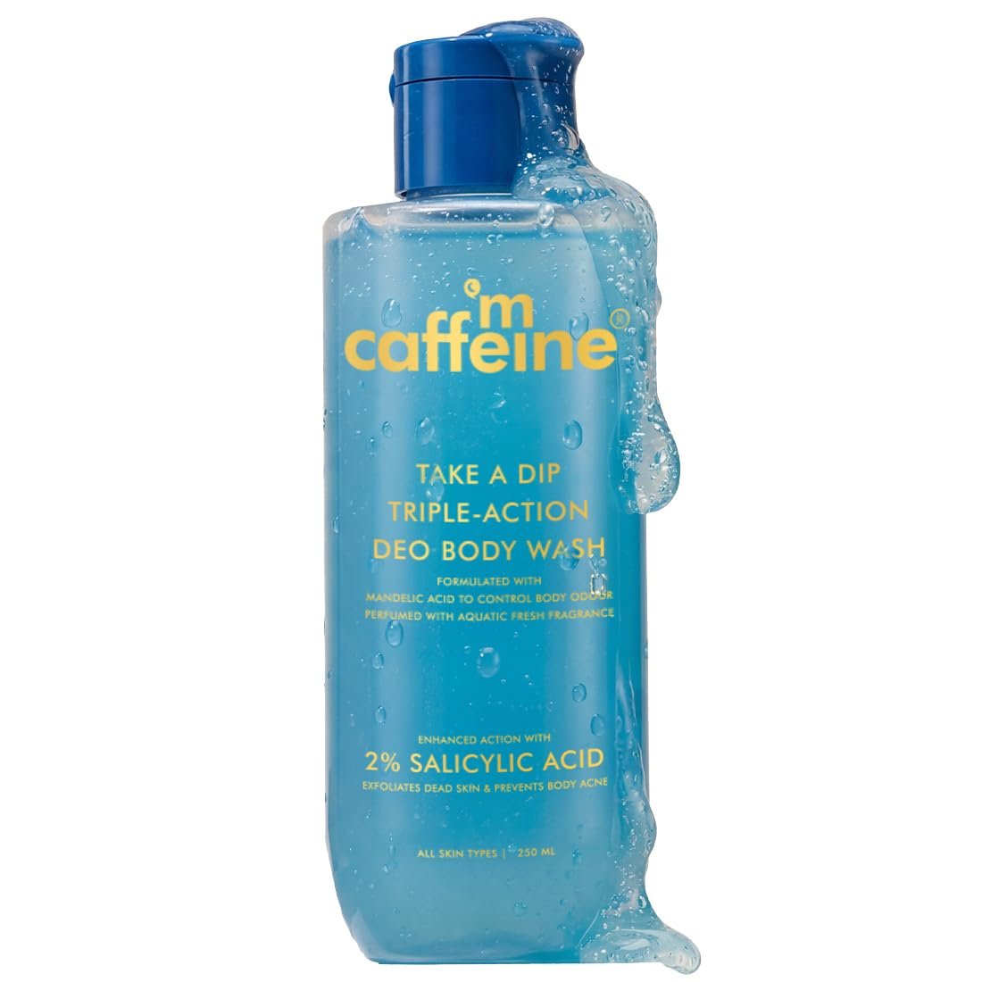mCaffeine 2% Salicylic acid , 3-in-1 Perfume Body Wash - Odour Control, & Long Lasting Aqua Fresh Fragrance | Exfoliates & Smoothens Skin |  (250 ml)