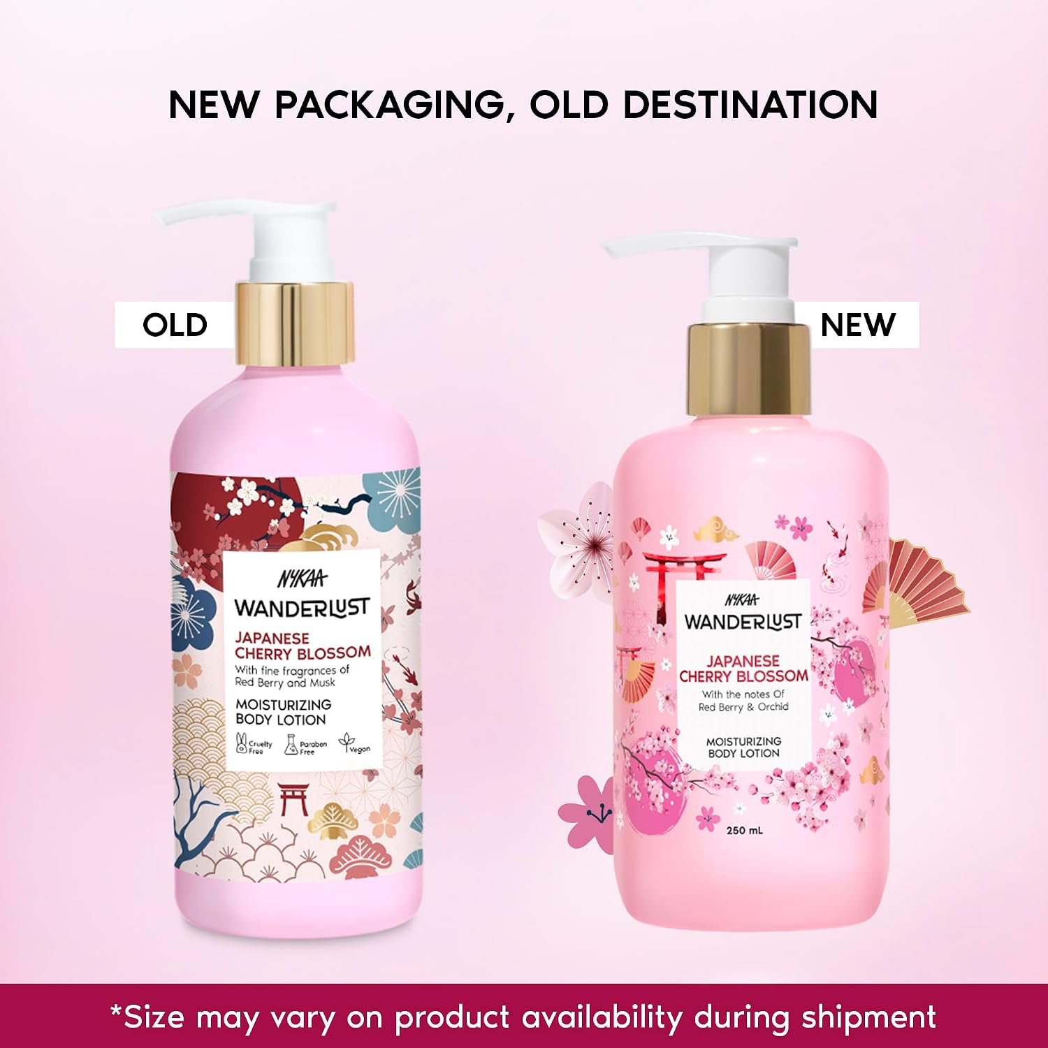 Nykaa Wanderlust Japanese Cherry Blossom Moisturising Body Lotion, 300 ml | Red berries and Sakura Perfume | Lightweight, Long-Lasting Hydration | Vegan, Paraben-Free I | thumbnail