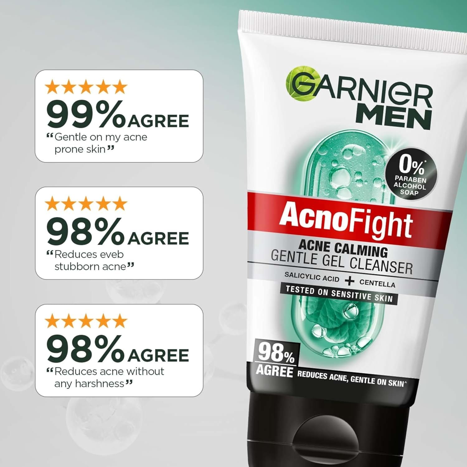Garnier Men Acno Fight Gentle Cleanser Facewash | For Acne-Prone, Sensitive Male Skin | 100g thumbnail