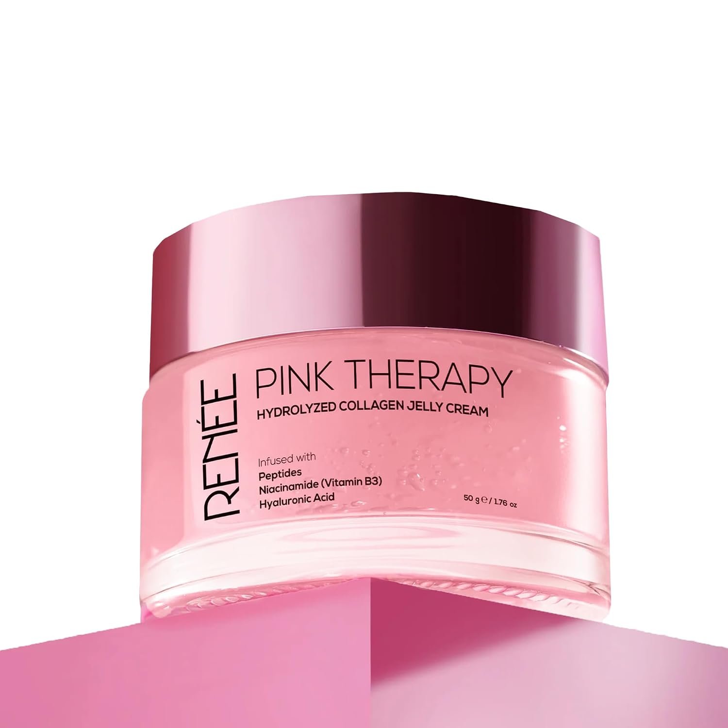 RENEE Pink Therapy Hydrolyzed Collagen Overnight Sleep Jelly Mask | Hydrates, Repairs, Smoothens & Plumps Skin | Peptides, Niacinamide & Hydrolyzed Collagen Enriched | 50 gm