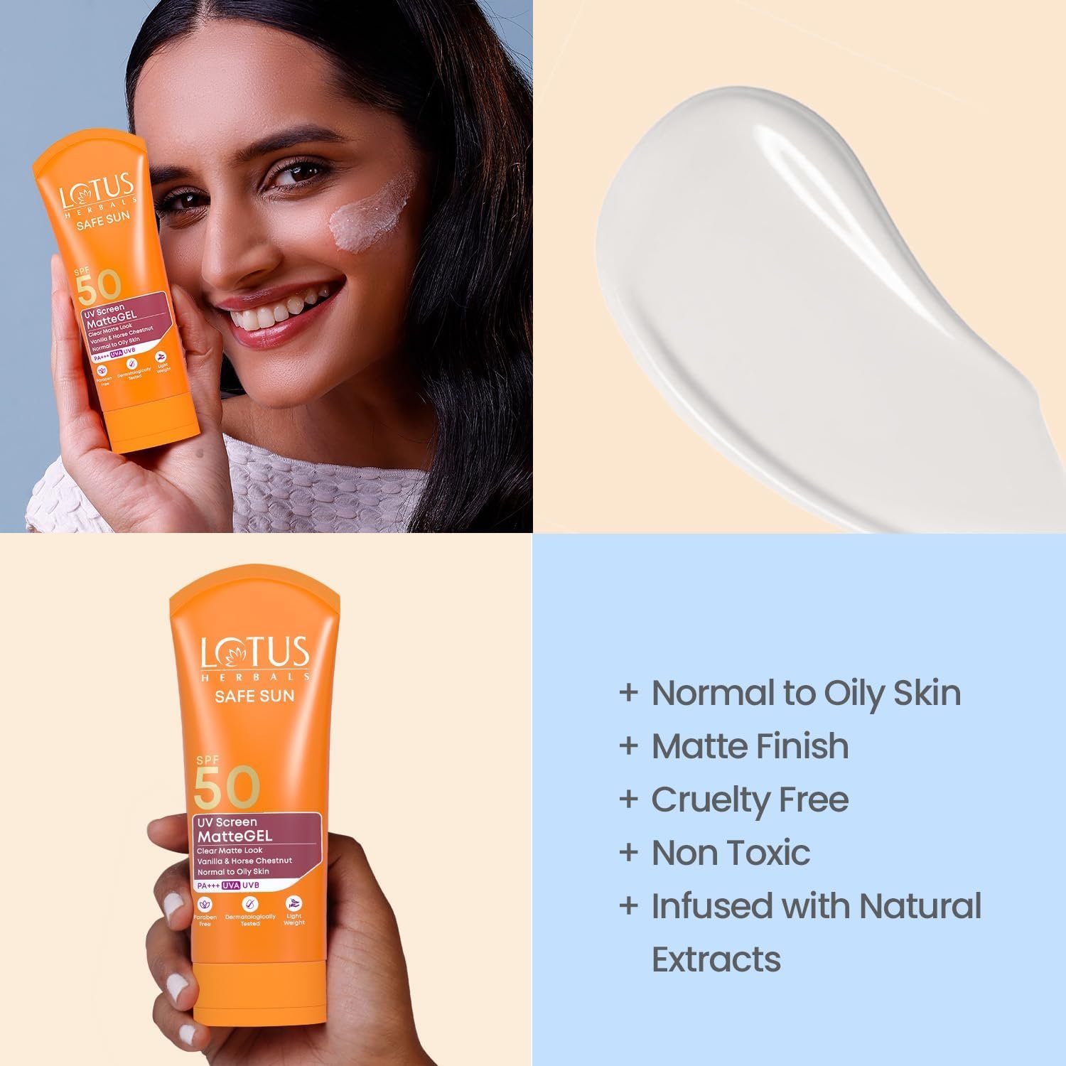 Lotus Herbals Safe Sun UV Screen Matte Gel Sunscreen SPF 50 PA+++ 50g thumbnail