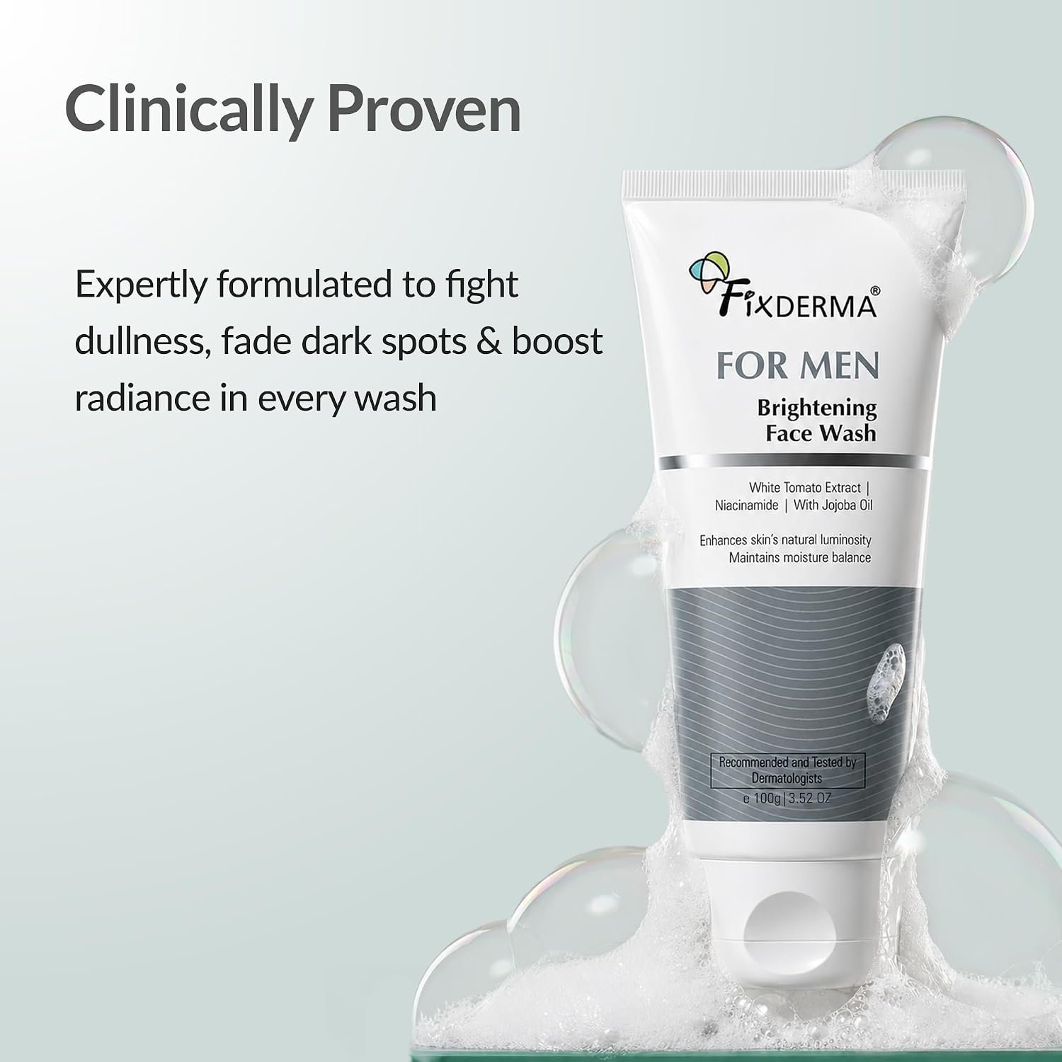 Fixderma Brightening Face Wash for Men with Niacinamide | Gentle Facial Cleanser for Clean, Fresh & Bright-Looking Skin | 100ml thumbnail