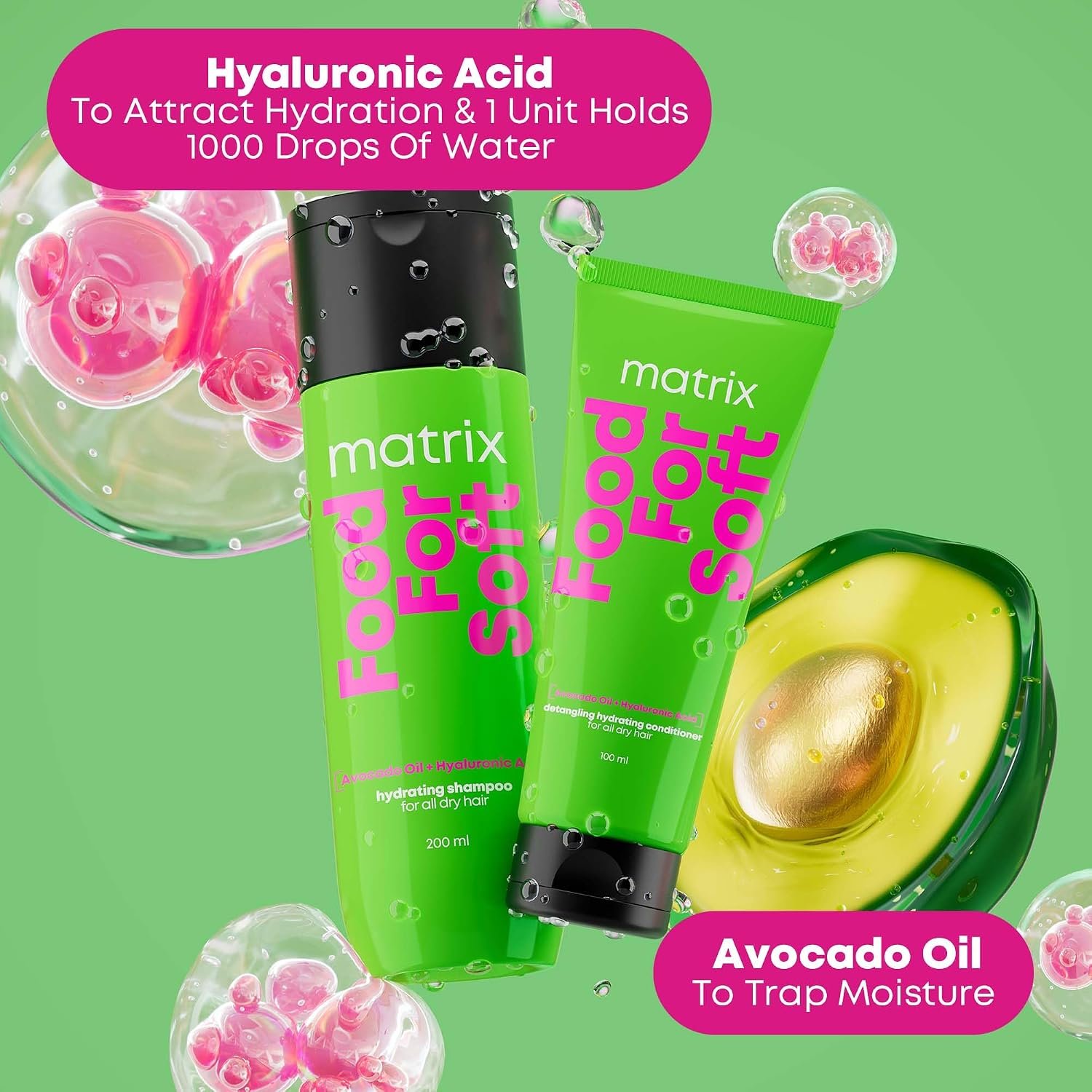 Matrix Professional Food For Soft Detangling Hydrating Conditioner for Dry, Dehydrated Hair | 5x More Hydration | 3 Days of Softness| with Hyaluronic Acid & Avocado Oil 100ml thumbnail