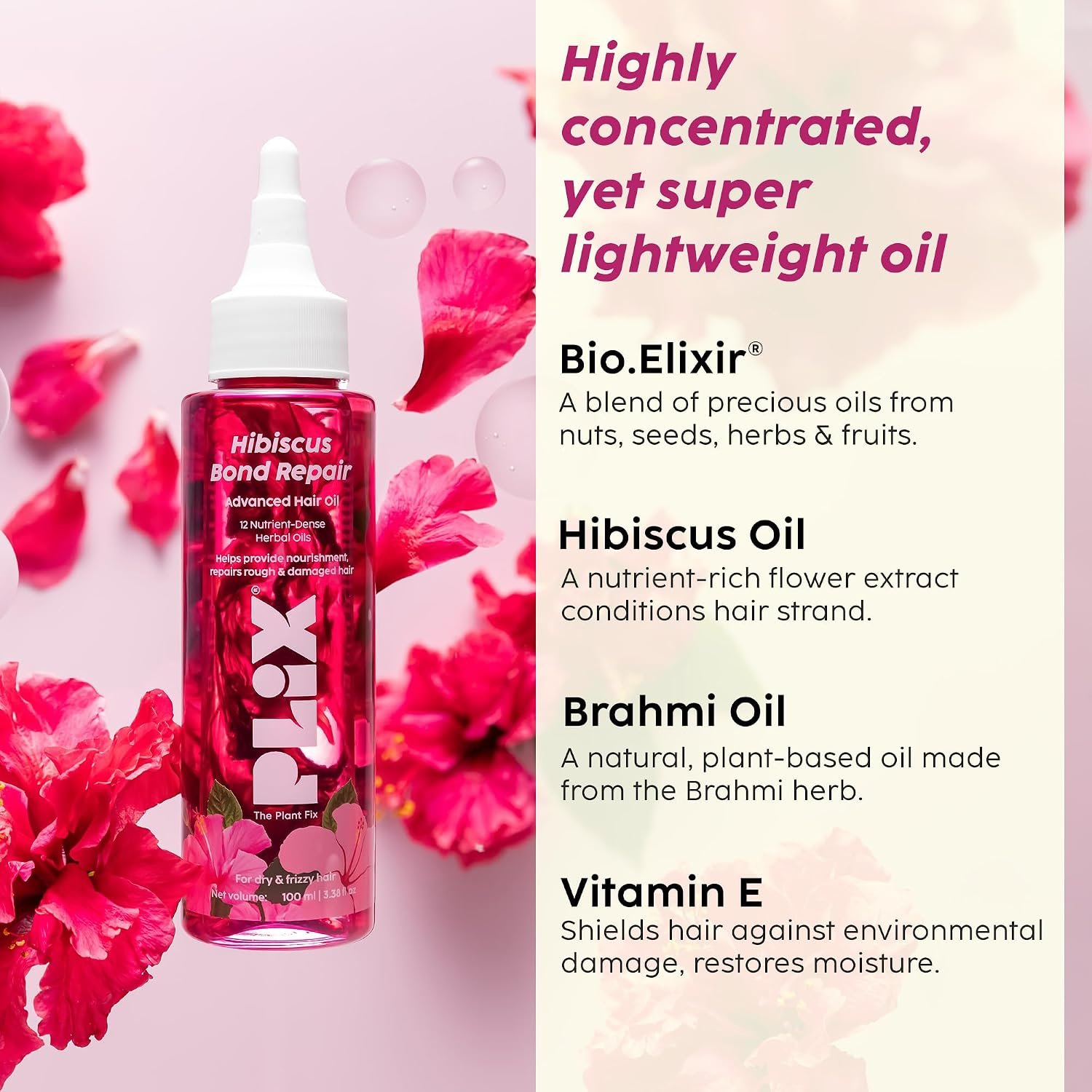 PLIX - THE PLANT FIX Hibiscus Bond Repair Advanced Hair Oil for Damaged Hair - 100ml | Repairs Damaged Hair Due To Heat Styling | Restores Strength & Reduces Breakage thumbnail