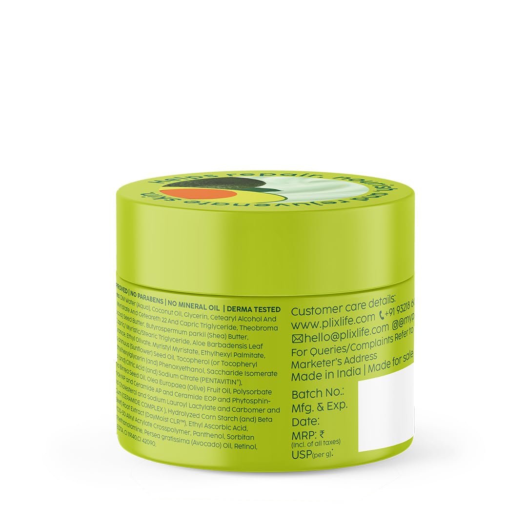 PLIX - THE PLANT FIX Avocado Ceramide Moisture Rush Luxury Body Butter | For Deep Hydration & Silky-soft skin | Cocoa & Shea Butter | For Men & Women| Very Dry to Normal Skin |200g thumbnail