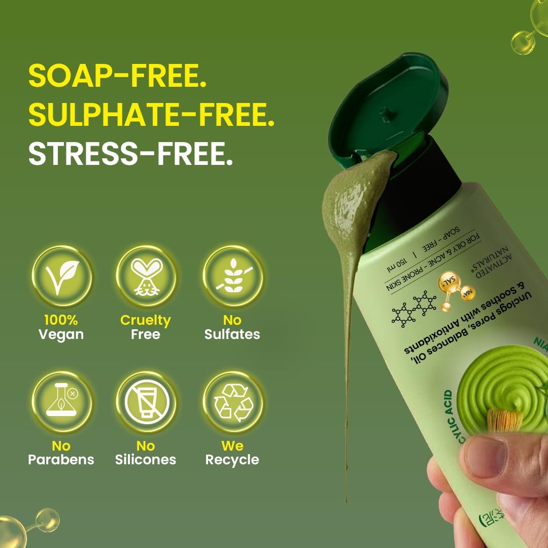 WOW Skin Science Japanese Matcha Mud Face Wash 150 ML for Men & Women | Facewash with Niacinamide & Salicylic Acid | Ceremonial Grade Matcha Detox Cleanser for Oily & Acne-Prone Skin thumbnail