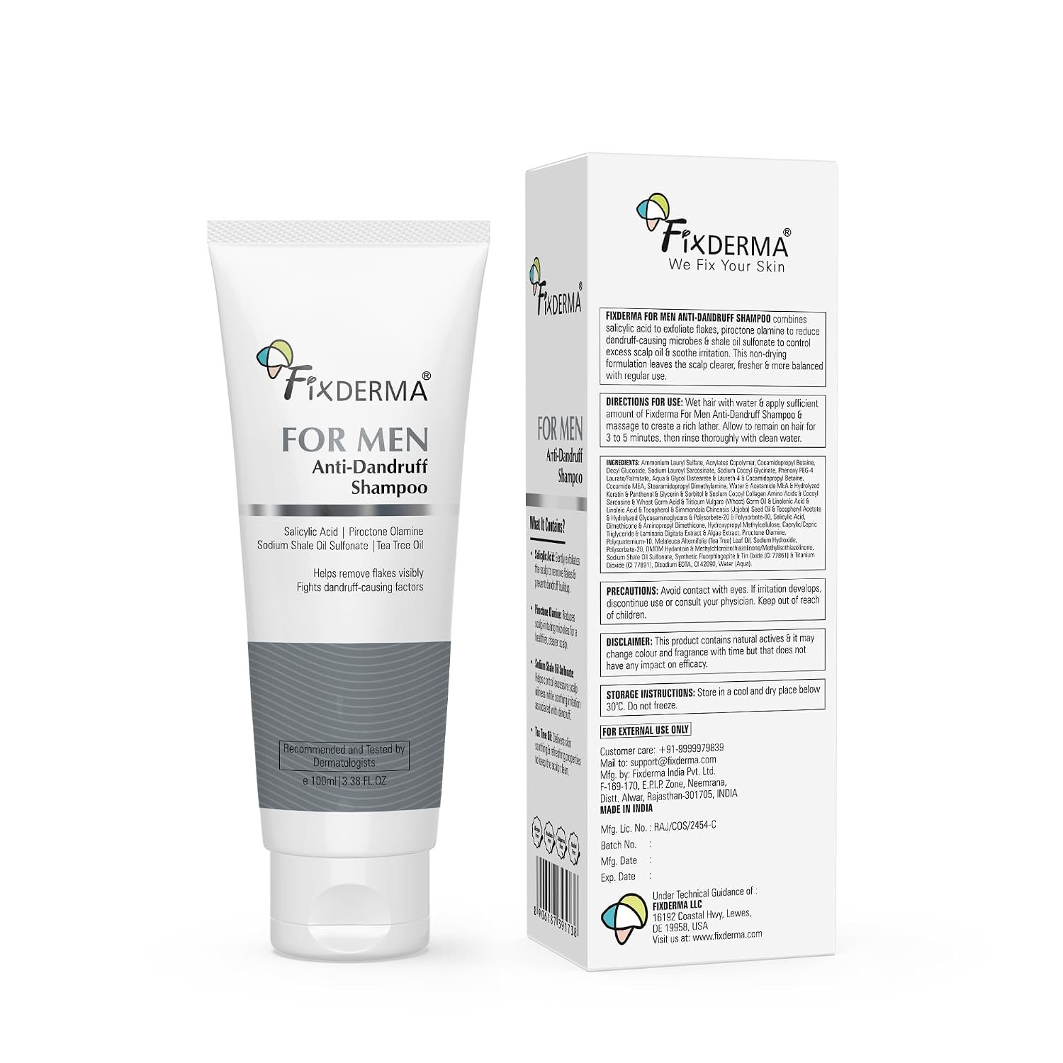 Fixderma Anti-Dandruff Shampoo with Salicylic Acid for Men | Scalp Cleansing Shampoo for Dandruff, Itchy & Flaky Scalp | 100ml thumbnail