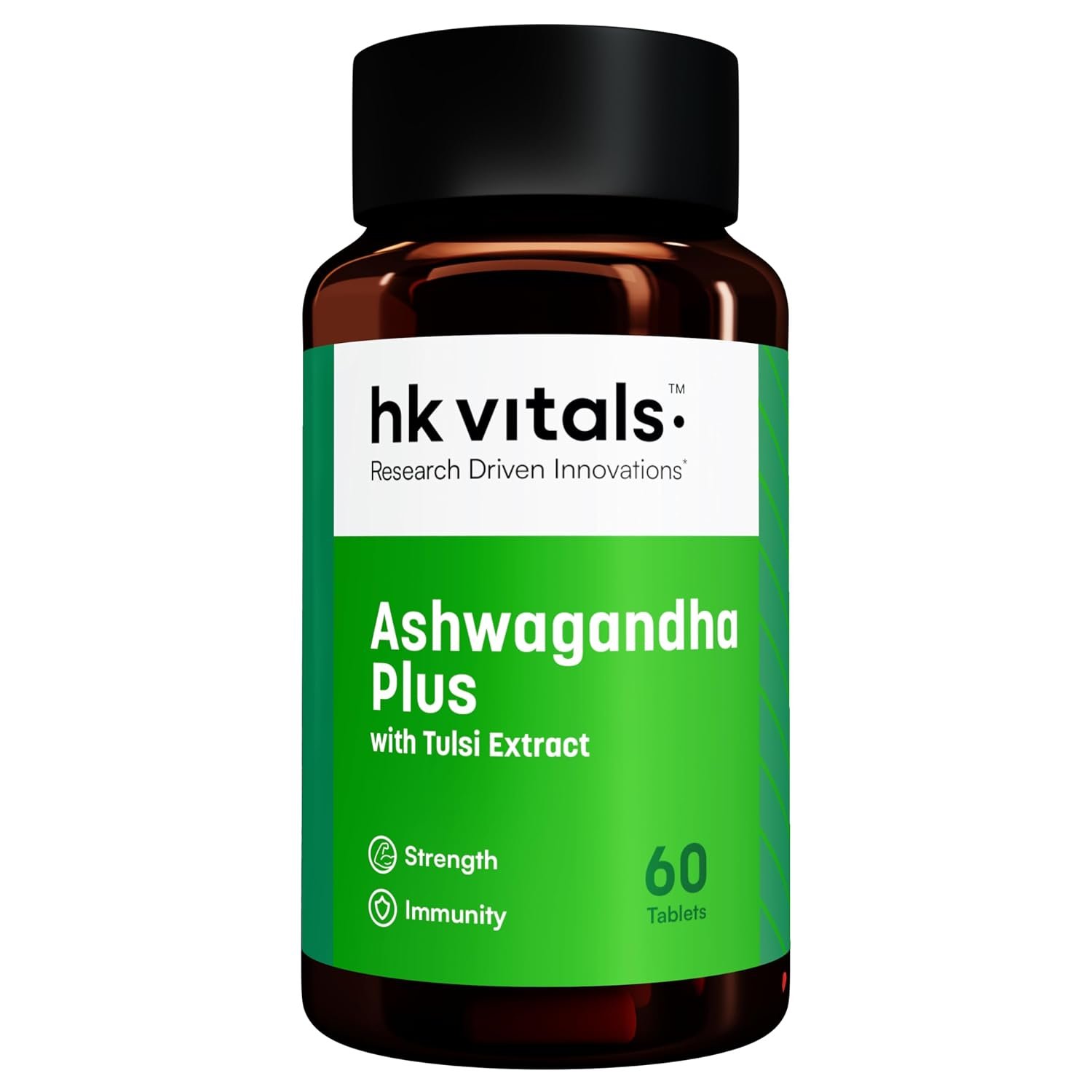 hk vitals Ashwagandha Plus with Tulsi Extract 500mg, 60 Tablets Improves Muscles Strength | Energy and Immunity Booster thumbnail