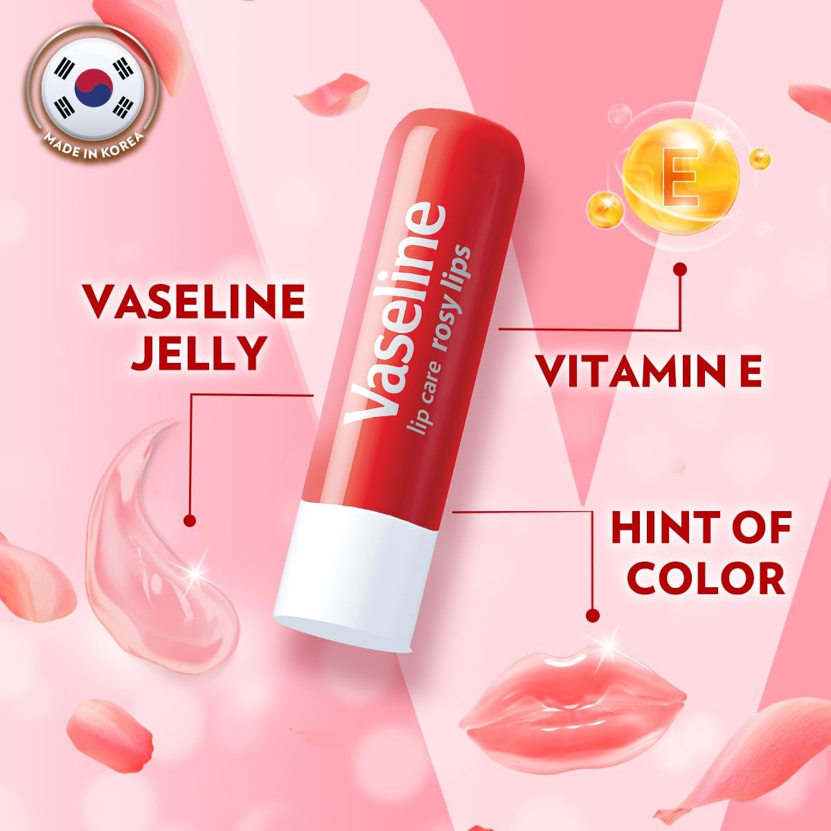Vaseline Lip Care | Rosy Lips Tinted Lip Balm Stick | up to 48Hr moisturization | with almond oil & rose extract | made in South Korea | 4.8g thumbnail