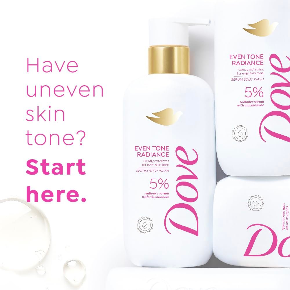 Dove Even Tone Radiance Serum Body Wash|5% Radiance Serum with Niacinamide| Gently exfoliates for even skin tone | Paraben & SLS free | 300 ml thumbnail
