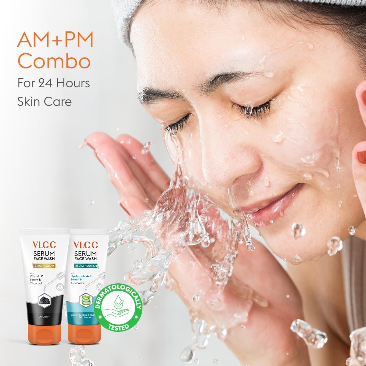 VLCC Vitamin C & Charcoal Serum Facewash - 150 ml for Oil Control & Brightening for AM | with Free Hyaluronic Acid & Aloe Vera Serum Facewash - 150 ml thumbnail