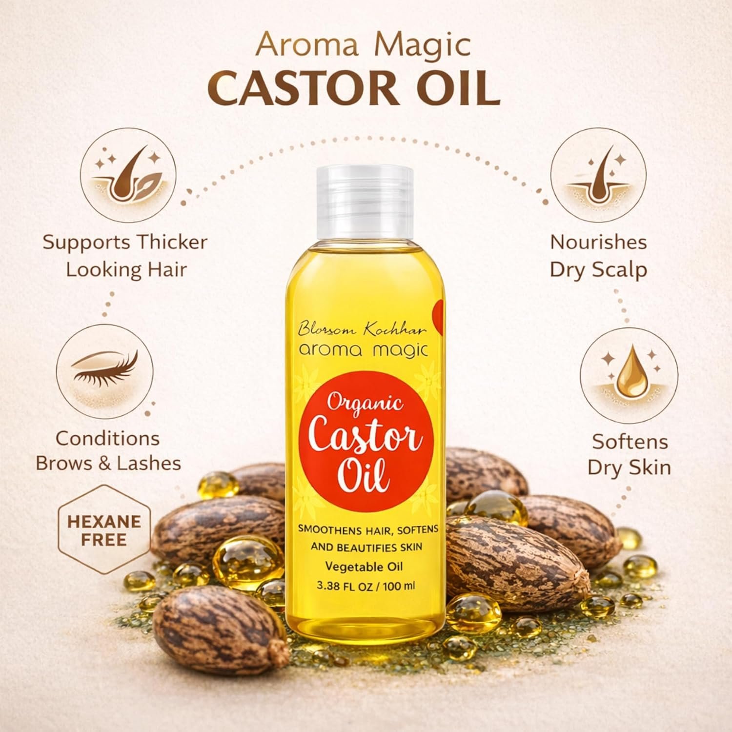 Aroma Magic Organic Castor Oil- 100ml thumbnail