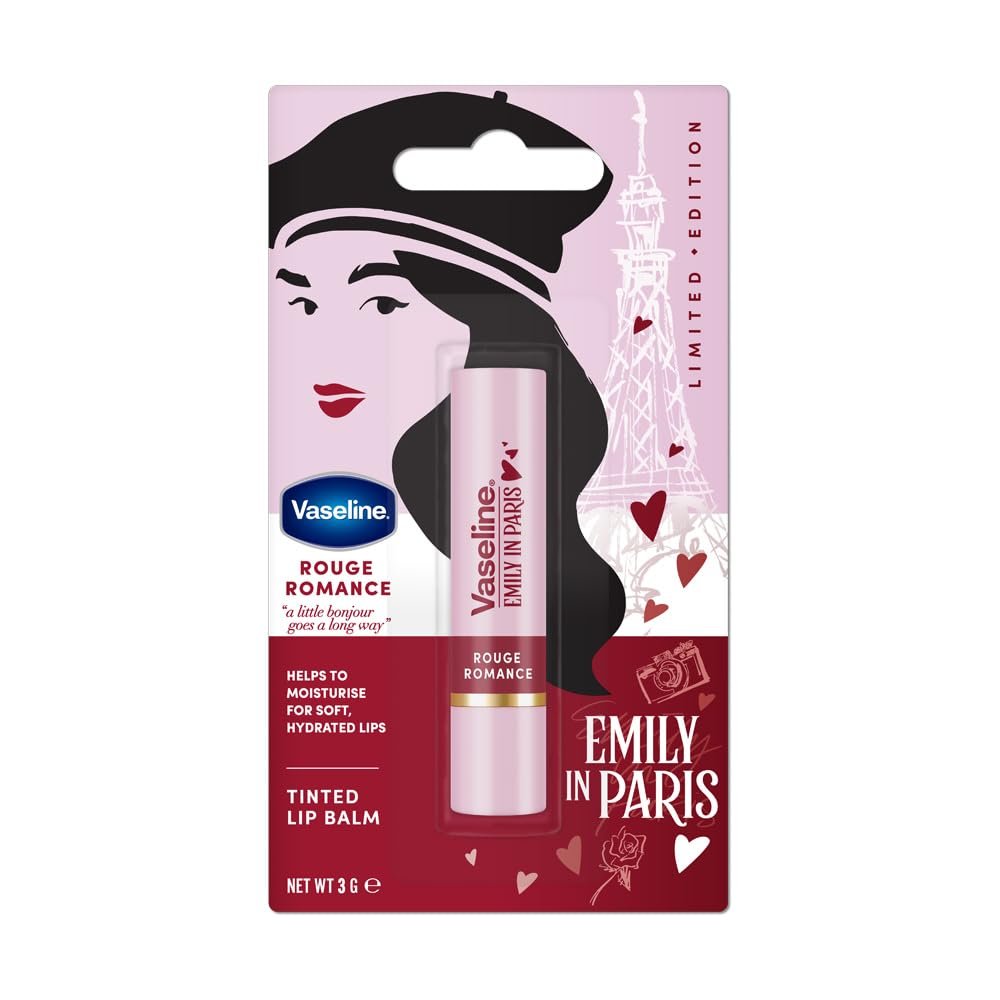 Vaseline Rouge Romance | Emily in Paris Limited Edition | Red Tinted Lip Balm Stick, 24H* Moisturization, 3g thumbnail