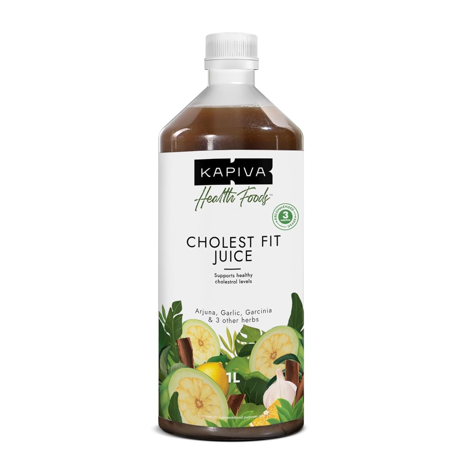 Kapiva Cholest Fit Juice | Modern Ayurvedic Cholesterol Care | 1000 ML X 1 Month Pack | 6 Herbs - Arjuna Chhaal, Garlic, Apple Cider Vinegar| Helps Reduce Cholesterol thumbnail