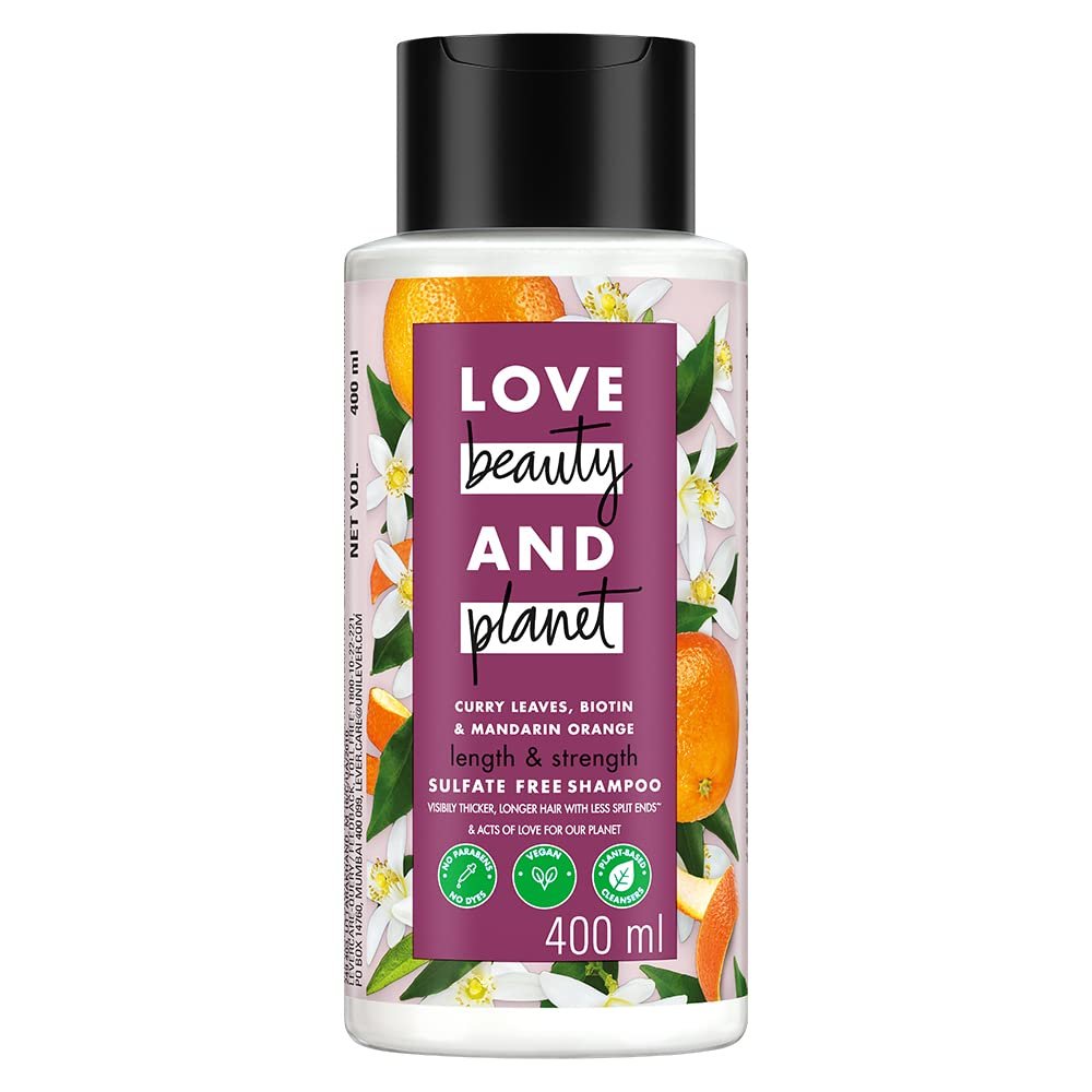 Love Beauty & Planet Curry Leaves| Biotin & Mandarin Paraben & Sulfate Free Shampoo for Long & Strong Hair| 400ml thumbnail