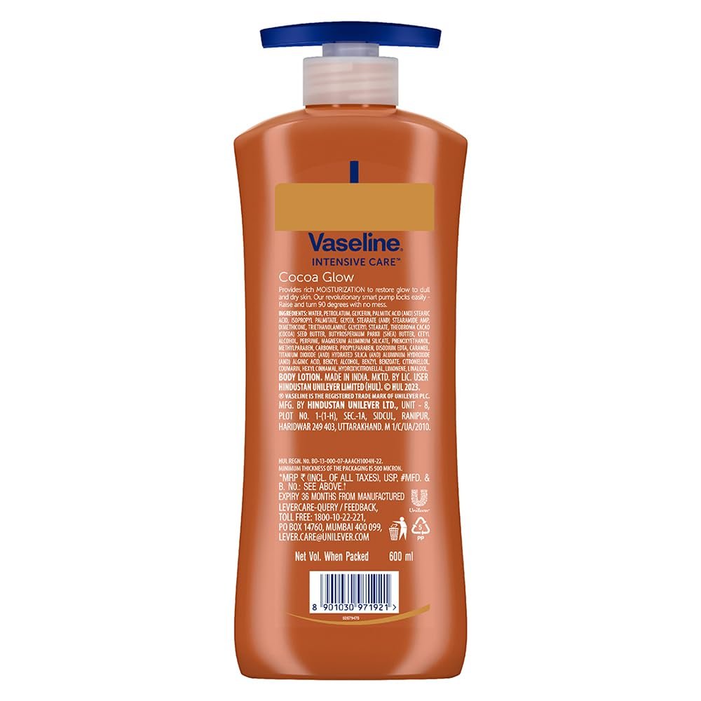 Vaseline Cocoa Glow Serum In Lotion, 600 ml | 100% Pure Cocoa & Shea Butter for Glowing & Soft Skin thumbnail