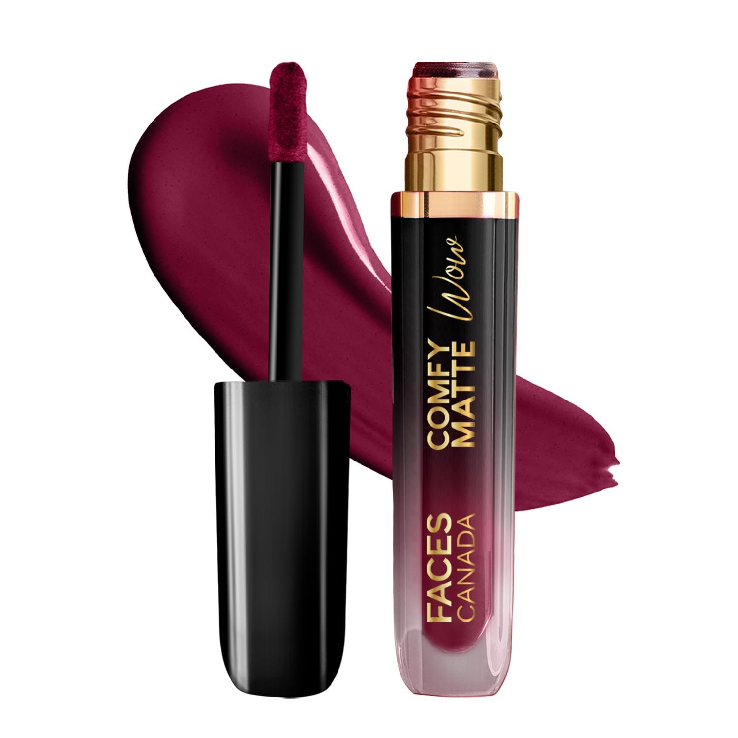 FACES CANADA Comfy Matte Wow Liquid Lipstick - Plum Passion 04 (Plum) 3.8ml | One Swipe Application | Highly Pigmented | Comfortable Wear | Glides Smoothly | Long Lasting thumbnail