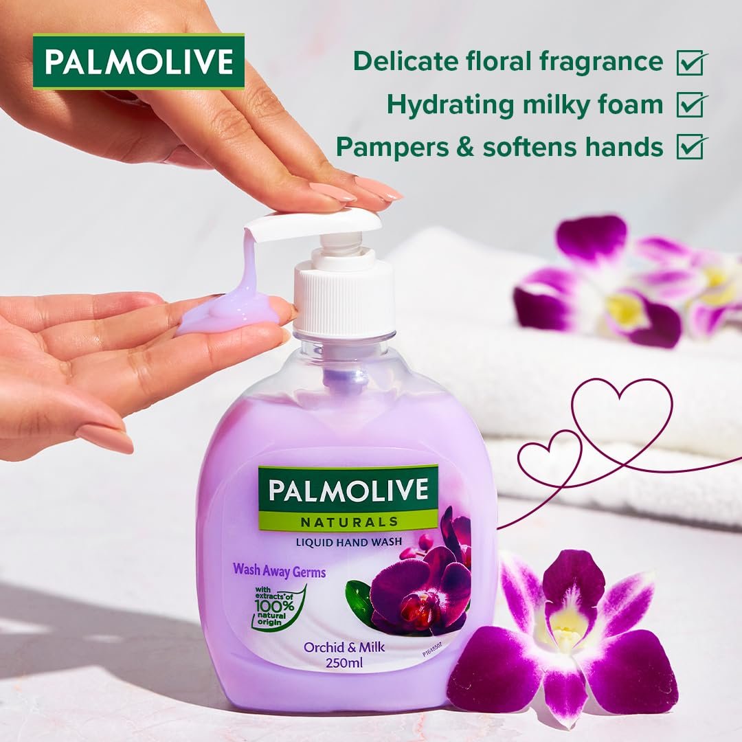 Palmolive Naturals Black Orchid & Milk Liquid Hand Wash, 250ml Dispenser Bottle, Wash Away Germs, Refreshing Fragrance, Multicolor, thumbnail