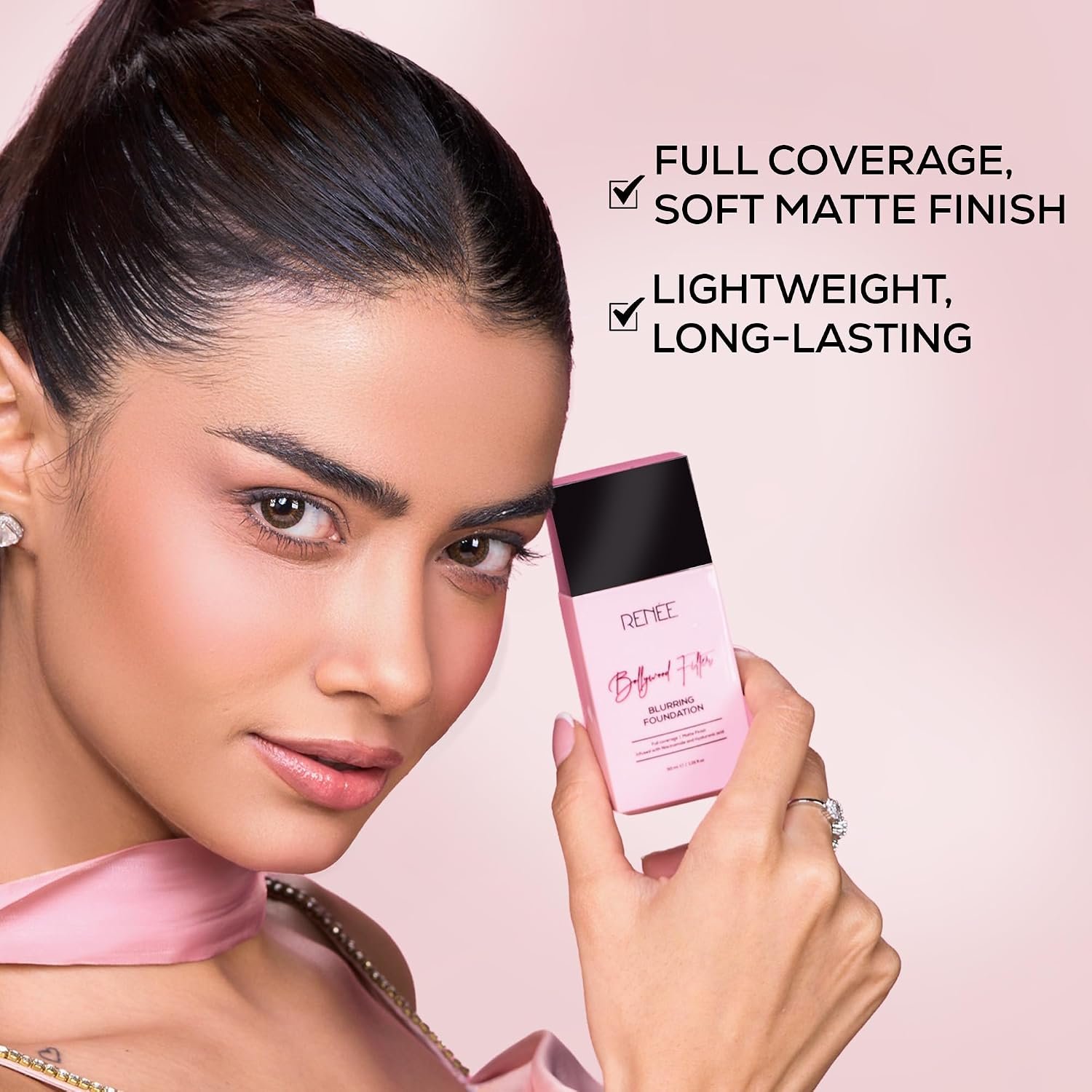 RENEE Bollywood Filter Blurring Liquid Foundation- Cocoa Cloud |Blurs Pores & Blemishes, Full Coverage, Matte Finish | Hydrates & Evens Skin Tone | With Niacinamide & Hyaluronic acid | 30ml thumbnail