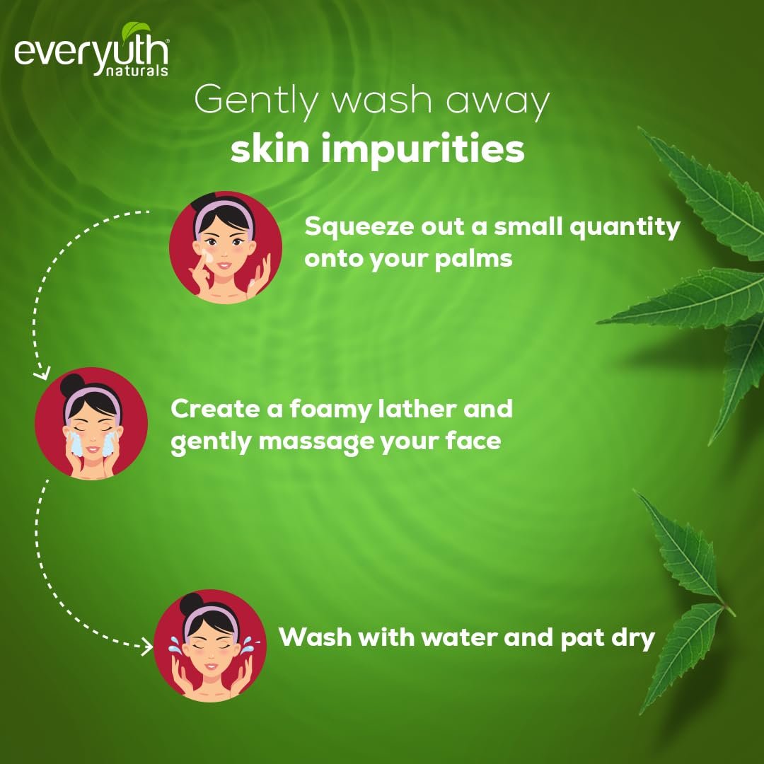 Everyuth Naturals Purifying Neem Face Wash|Antibacterial Neem & Tea Tree Oil|Hydrated, Clear & Healthy Skin|Paraben free| 150 g thumbnail