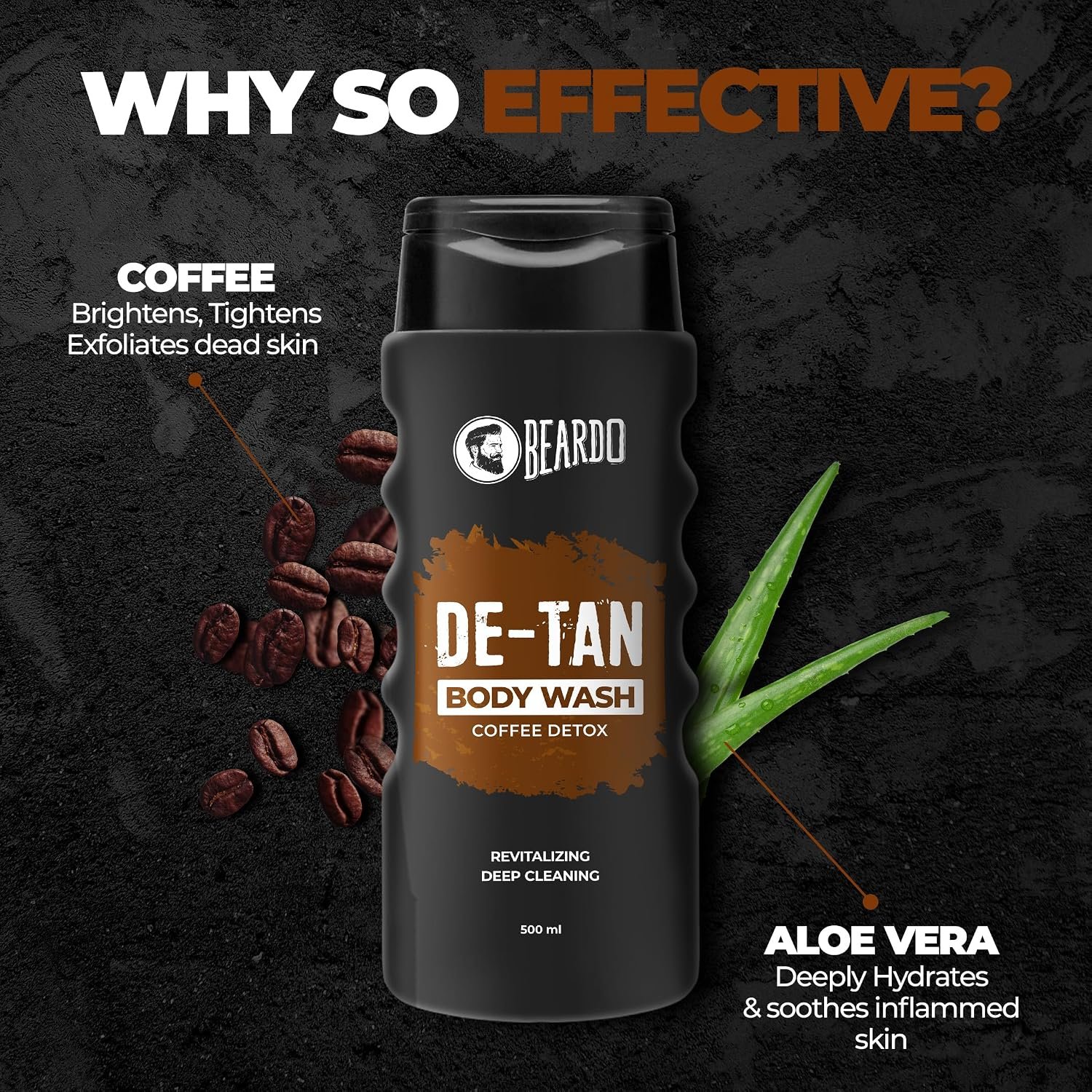 Beardo De-Tan Body Wash for Men, 500ml | Tan Removal and Caffeine Body Wash | thumbnail