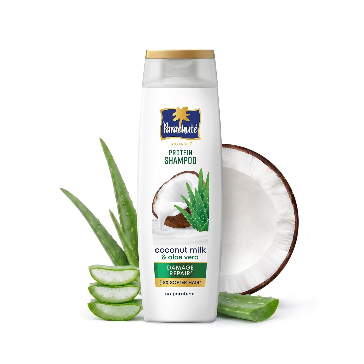 Parachute Advansed Protein Shampoo | with Coconut Milk and Aloe Vera | For up to 100% Damage Repair & up to 3X Softer Hair | For Men & Women | 340ml